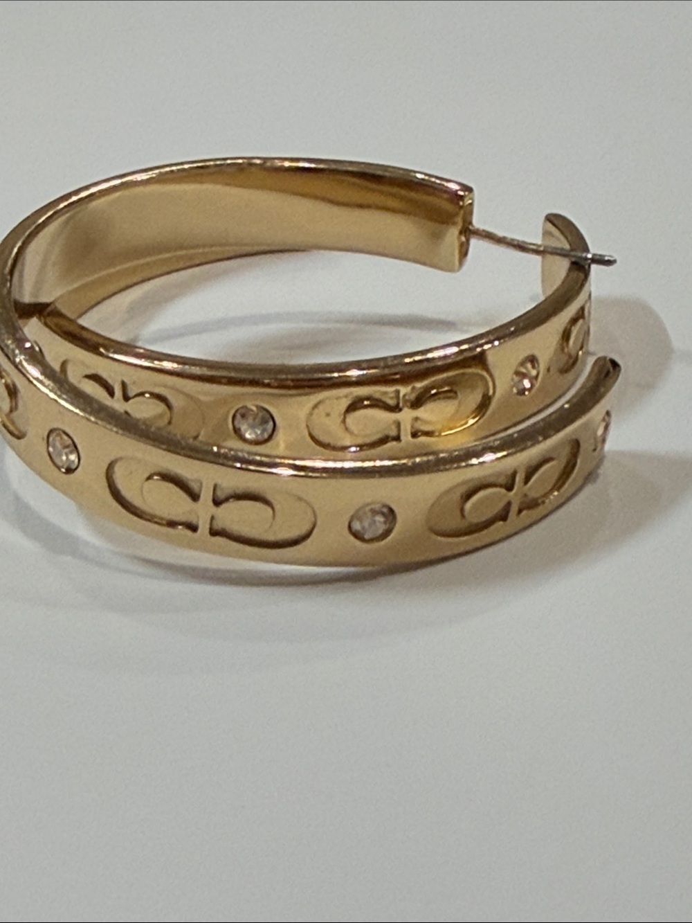 Coach Tabby Hoop Earrings in Gold-tone with Crystal Accents - Picture 9 of 14